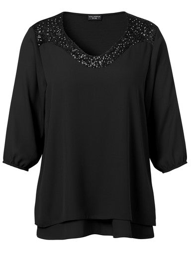 Blouses lange mouw zwart Via Appia Due