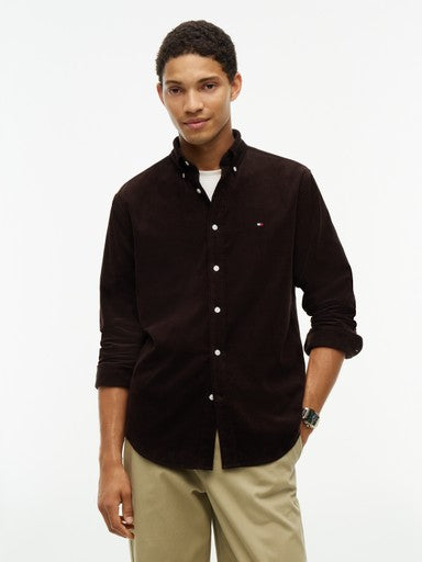 Hemden lange mouw bruin Tommy Hilfiger