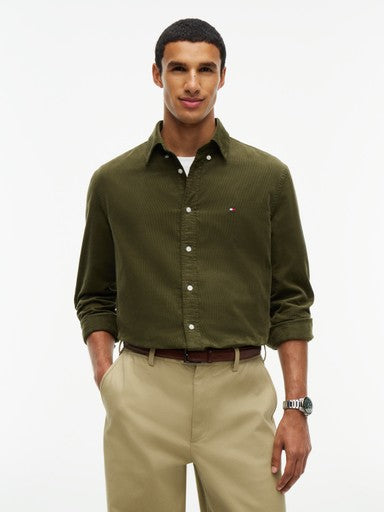 Hemden lange mouw groen Tommy Hilfiger
