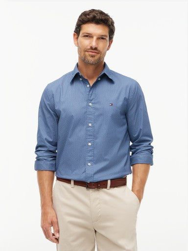 Hemden lange mouw blauw Tommy Hilfiger