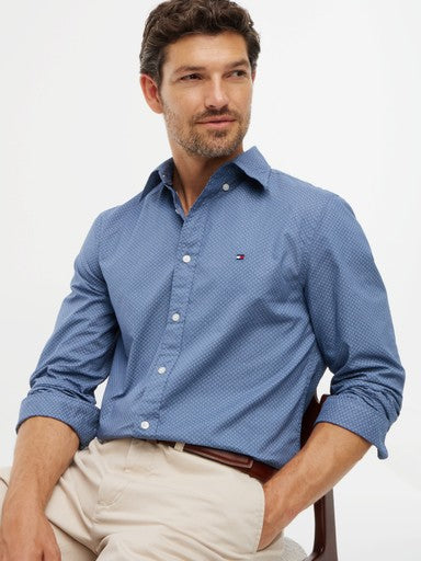 Hemden lange mouw blauw Tommy Hilfiger