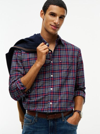 Hemden lange mouw blauw Tommy Hilfiger