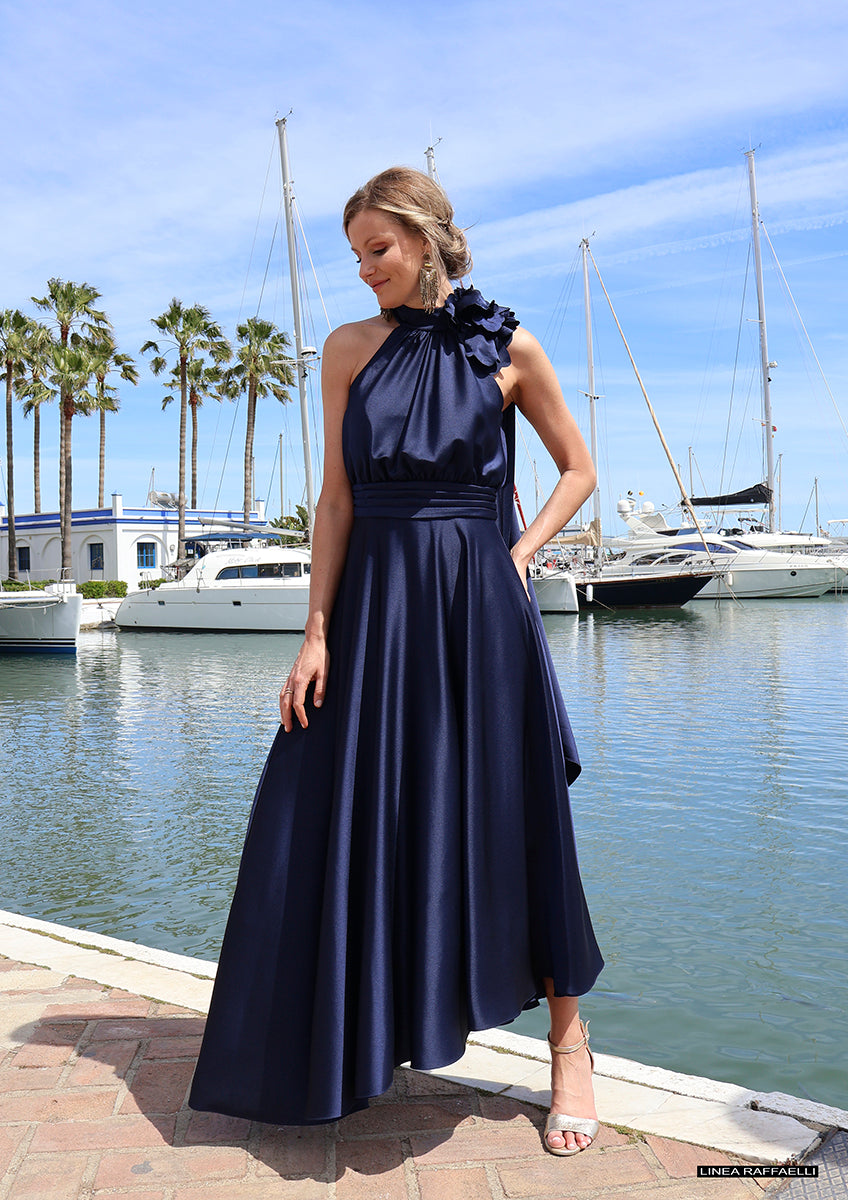 Jurken korte mouw navy Linea Raffaelli