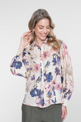 Blouses lange mouw bruin Geisha