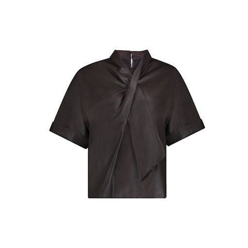 Blouses korte mouw bruin Geisha