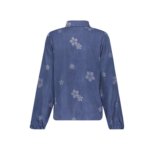 Blouses lange mouw blauw Geisha