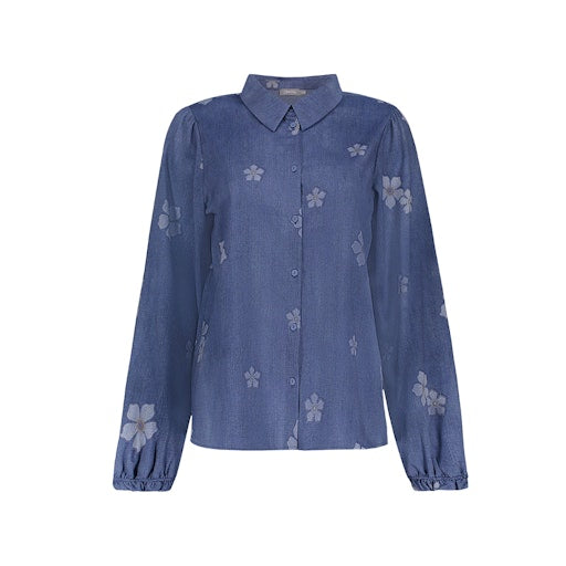 Blouses lange mouw blauw Geisha