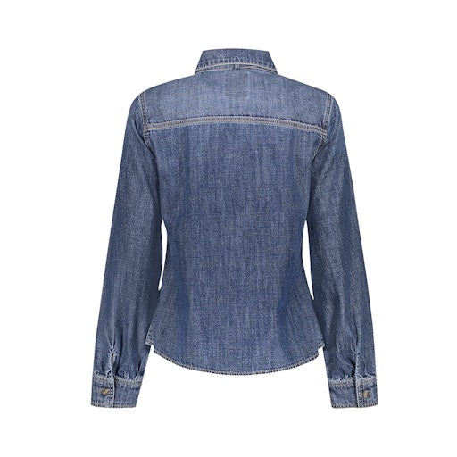 Blouses lange mouw blauw Geisha