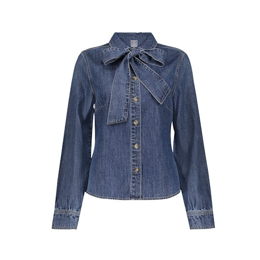 Blouses lange mouw blauw Geisha