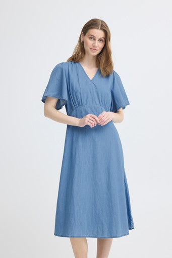 Jurken korte mouw blauw ICHI