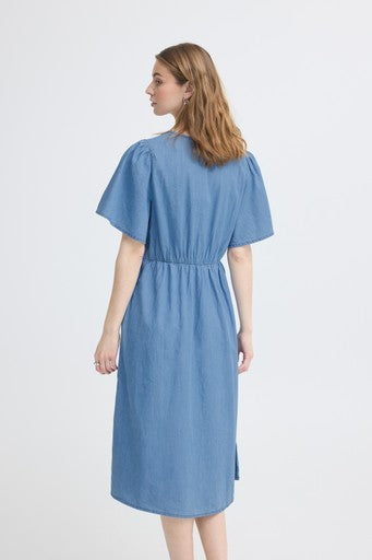 Jurken korte mouw blauw ICHI