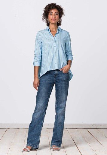 Blouses korte mouw blauw Bianca
