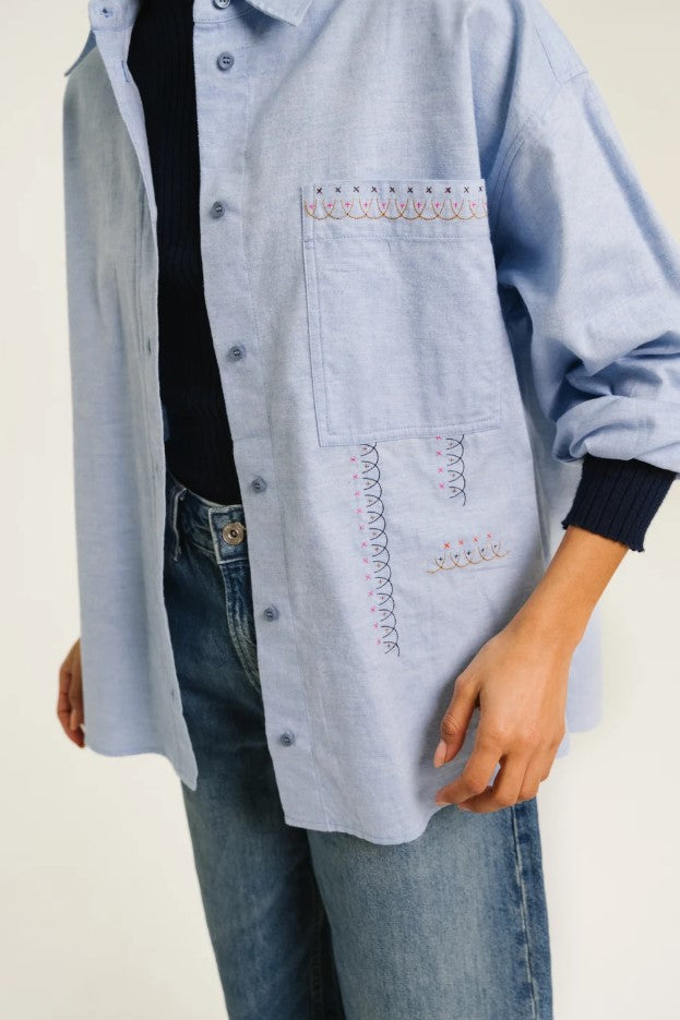 Blouses lange mouw blauw Sacrécoeur