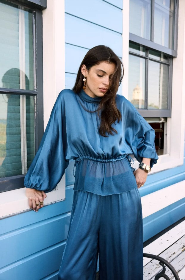 Blouses lange mouw blauw LOVE AT ME