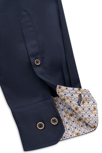 Hemden lange mouw navy Bugatti