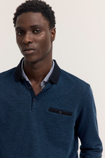 Polo's lange mouw navy Bugatti