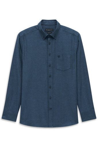 Hemden lange mouw navy Bugatti