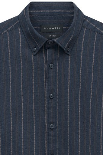 Hemden lange mouw navy Bugatti