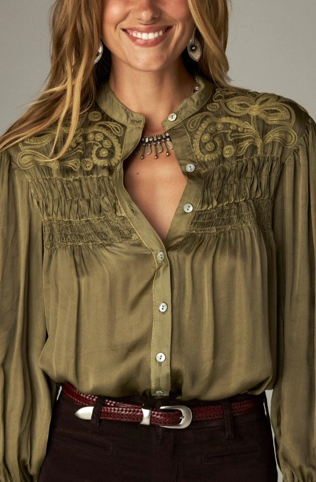 Blouses lange mouw groen MAISON HOTEL