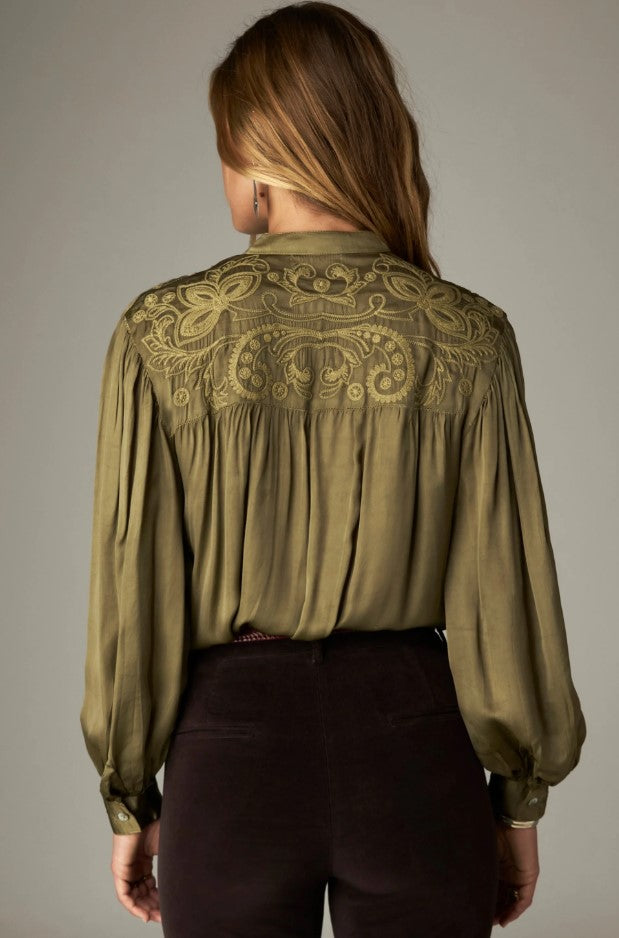 Blouses lange mouw groen MAISON HOTEL