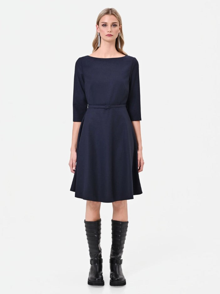 Jurken lange mouw navy Rinascimento