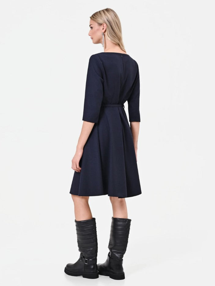 Jurken lange mouw navy Rinascimento