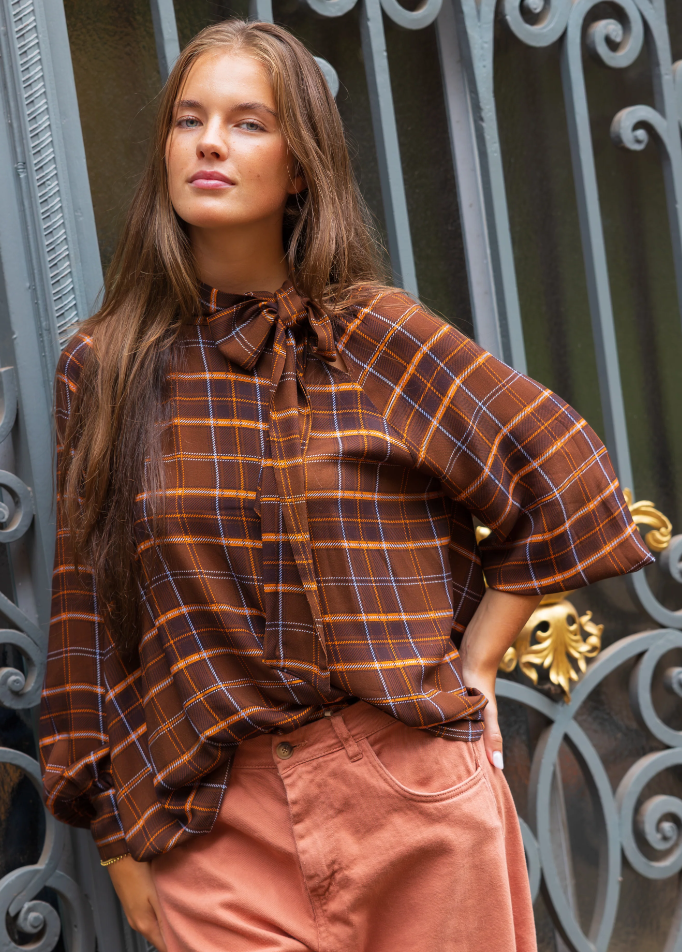 Blouses lange mouw bruin BLACK ROSE