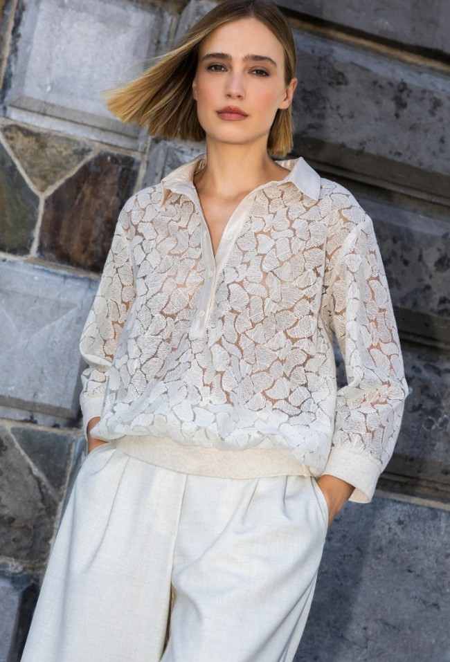 Blouses lange mouw beige Marie Méro