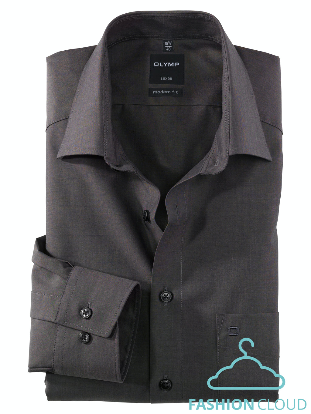 Hemden lange mouw grijs OLYMP