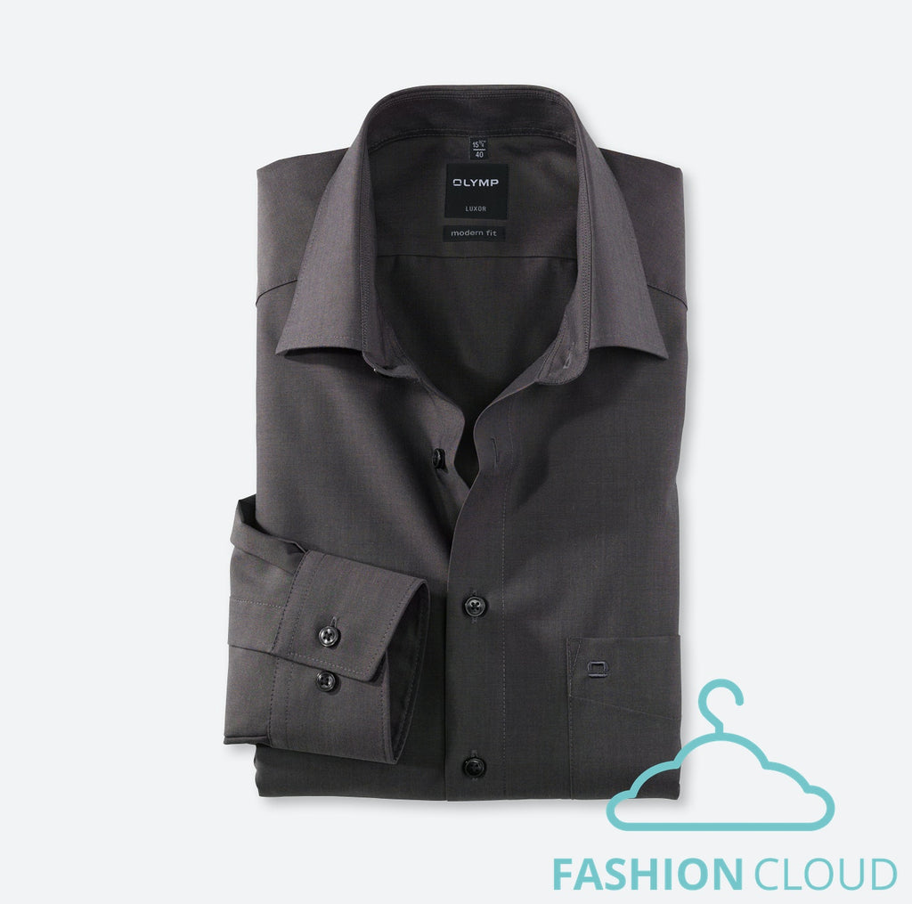 Hemden lange mouw grijs OLYMP