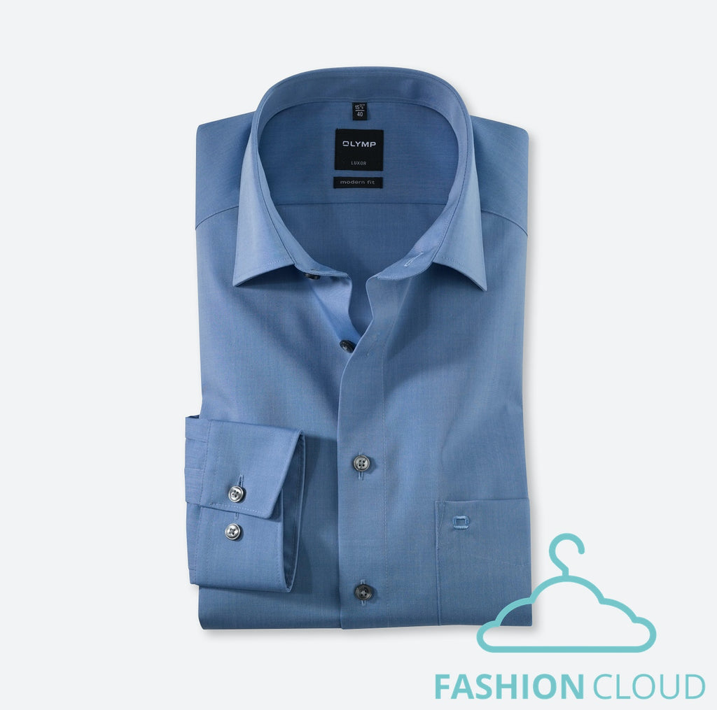 Hemden lange mouw blauw OLYMP