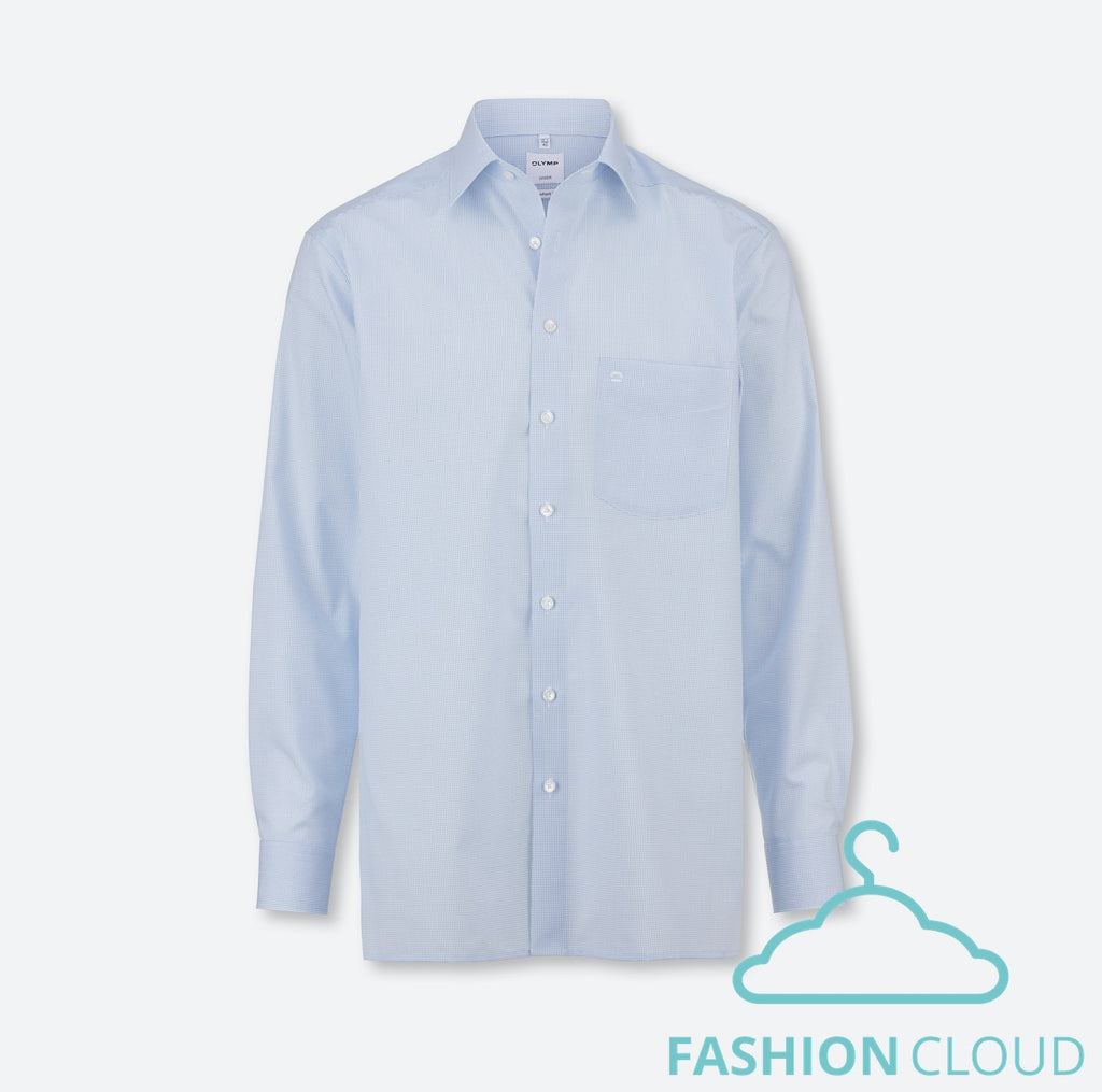 Hemden lange mouw blauw OLYMP