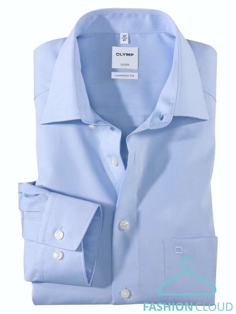 Hemden lange mouw blauw OLYMP