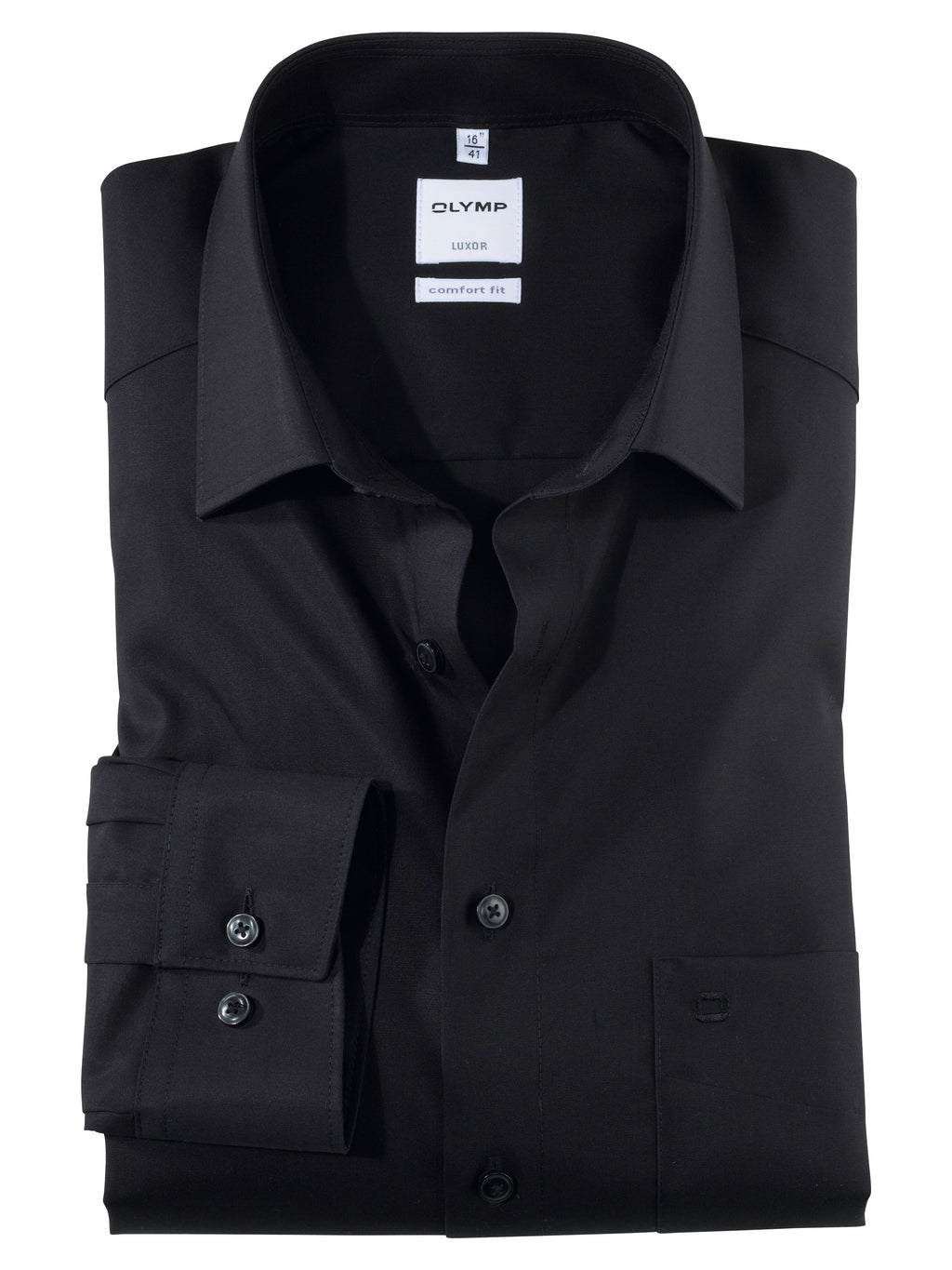 Hemden lange mouw zwart OLYMP