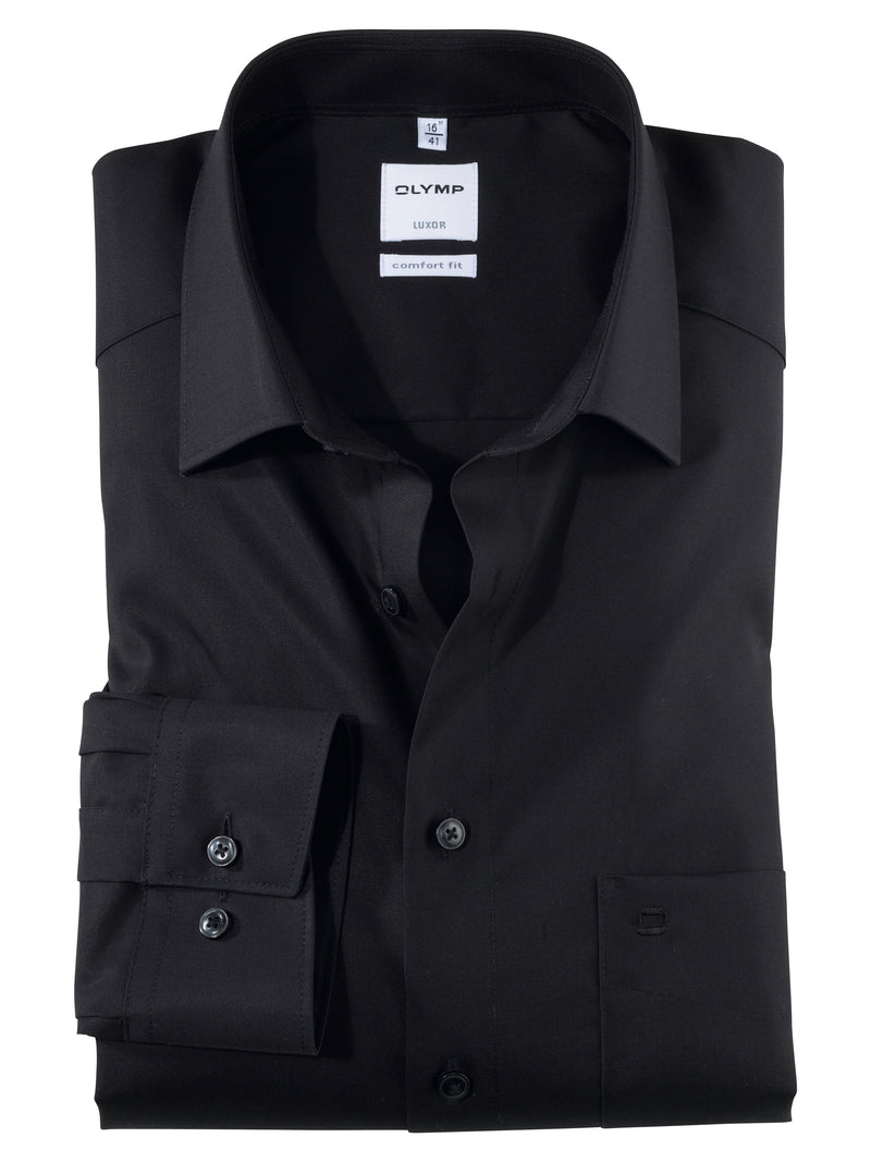 Hemden lange mouw zwart OLYMP