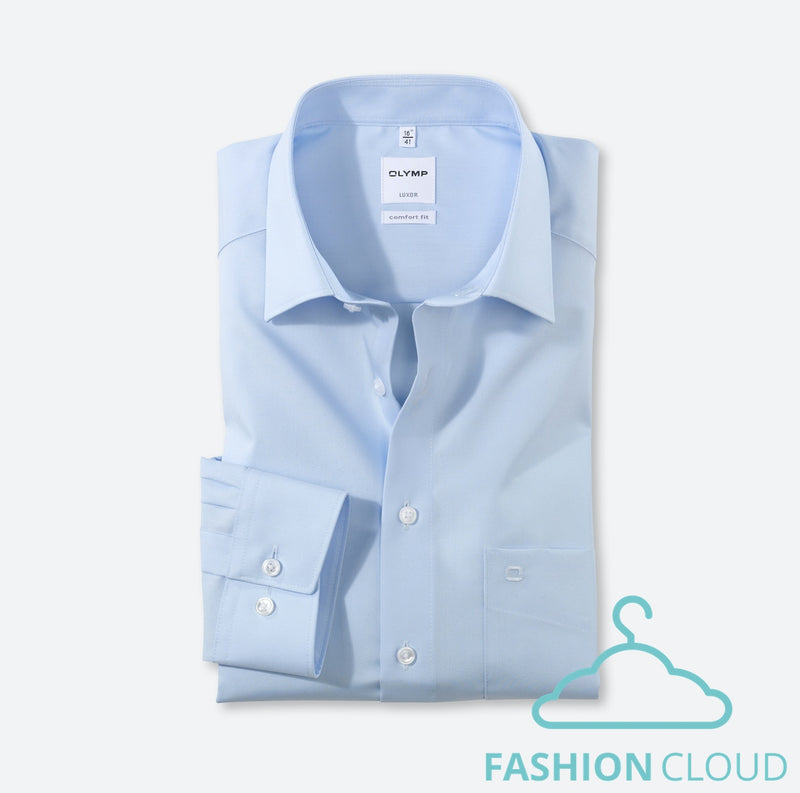 Hemden lange mouw blauw OLYMP