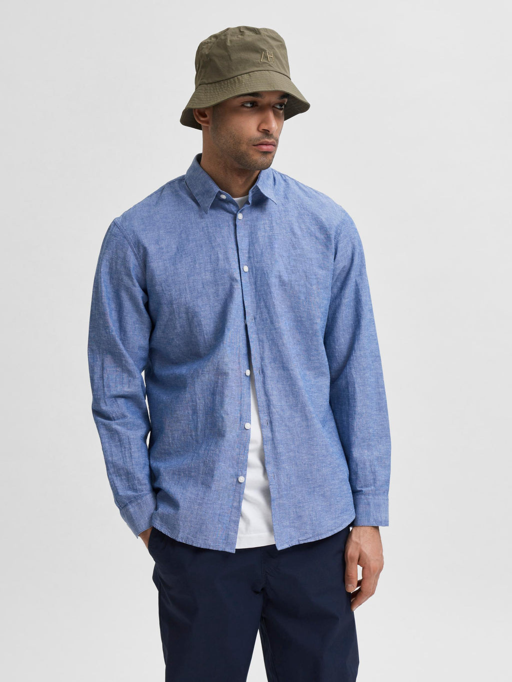 Hemden lange mouw blauw Selected HOMME