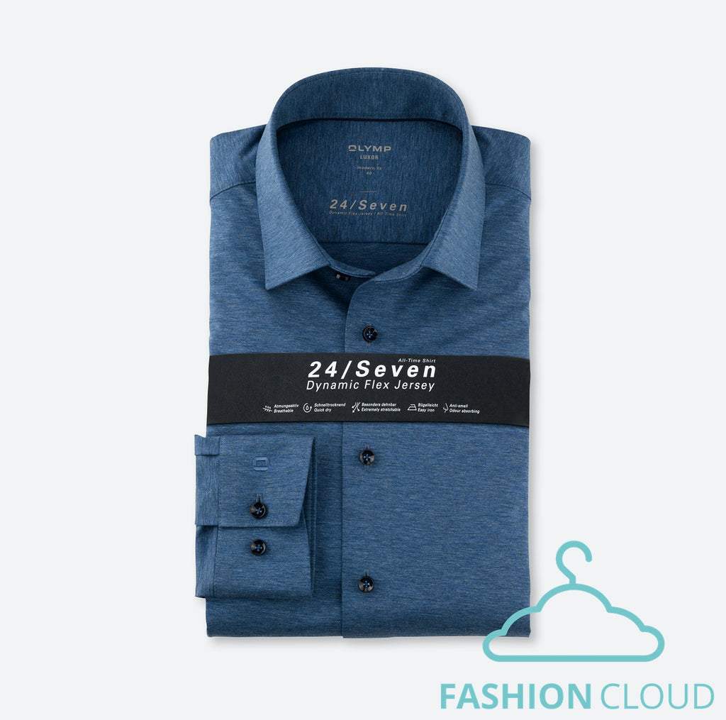 Hemden lange mouw blauw OLYMP