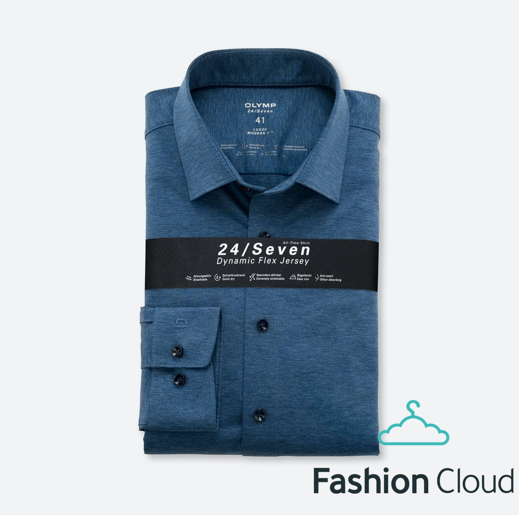 Hemden lange mouw blauw OLYMP