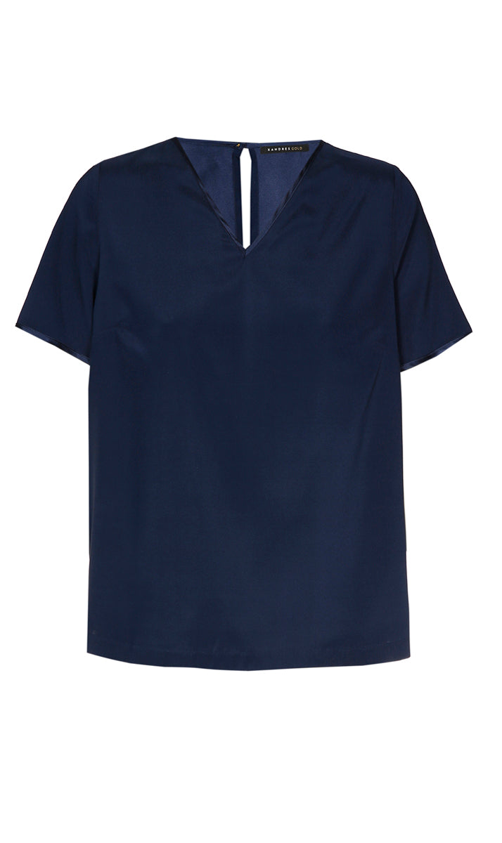 Blouses korte mouw navy Xandres Gold