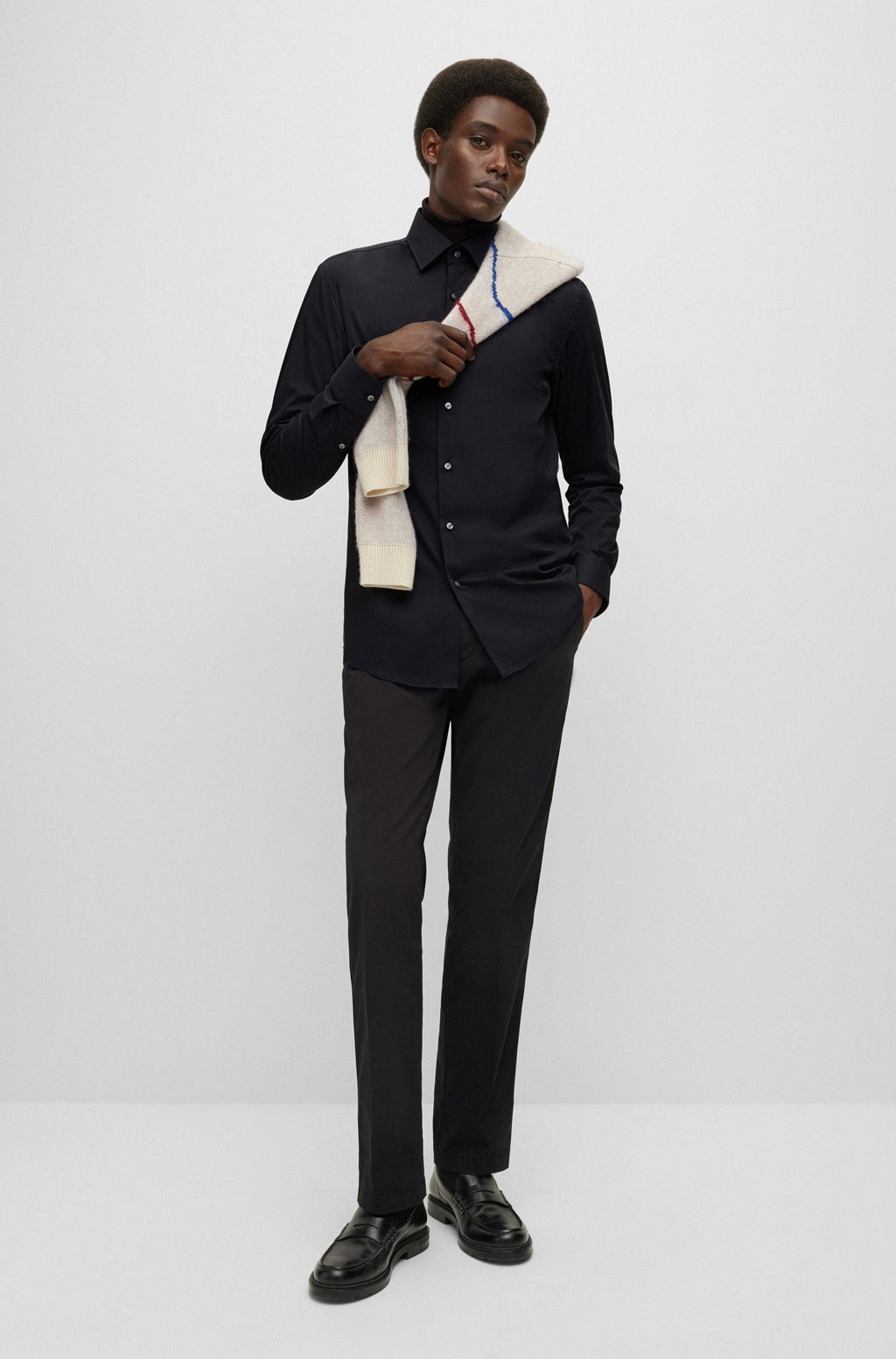 Hemden lange mouw zwart Boss Men Black