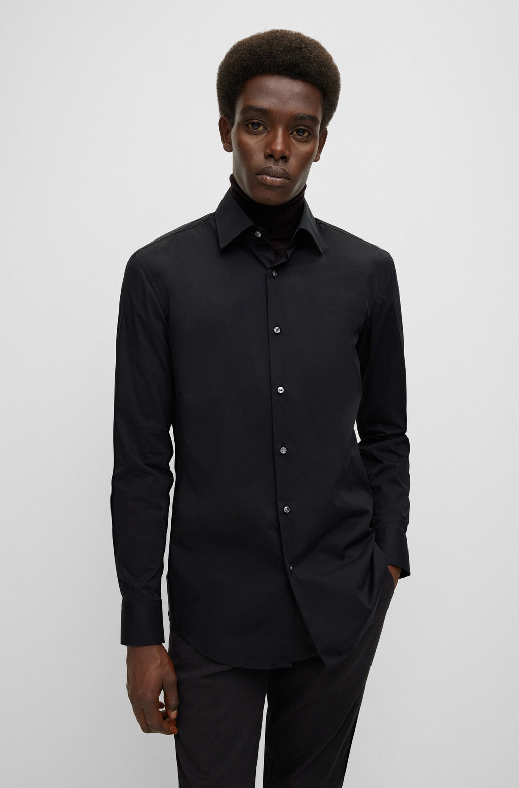 Hemden lange mouw zwart Boss Men Black