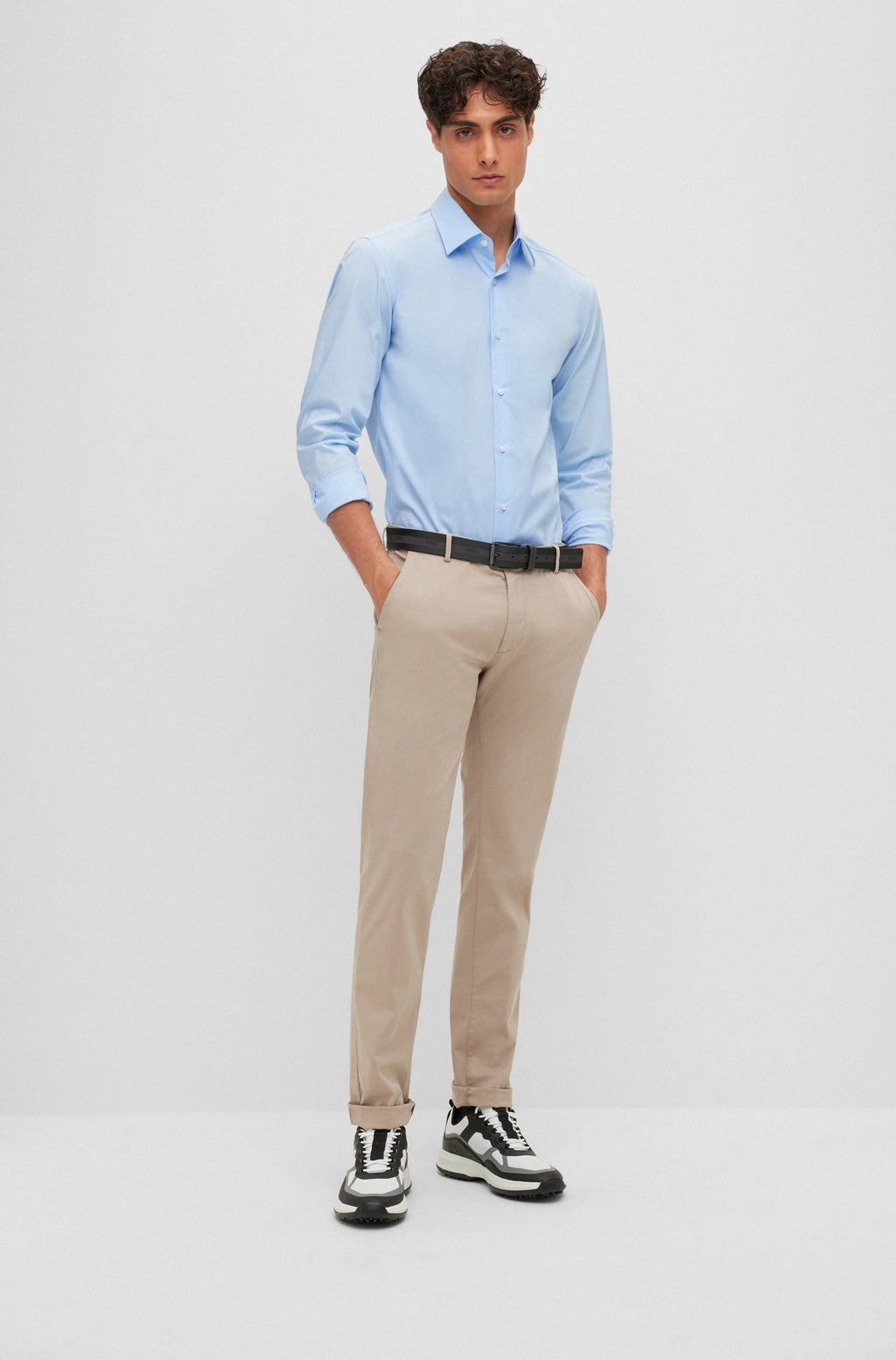 Hemden lange mouw blauw Boss Men Black