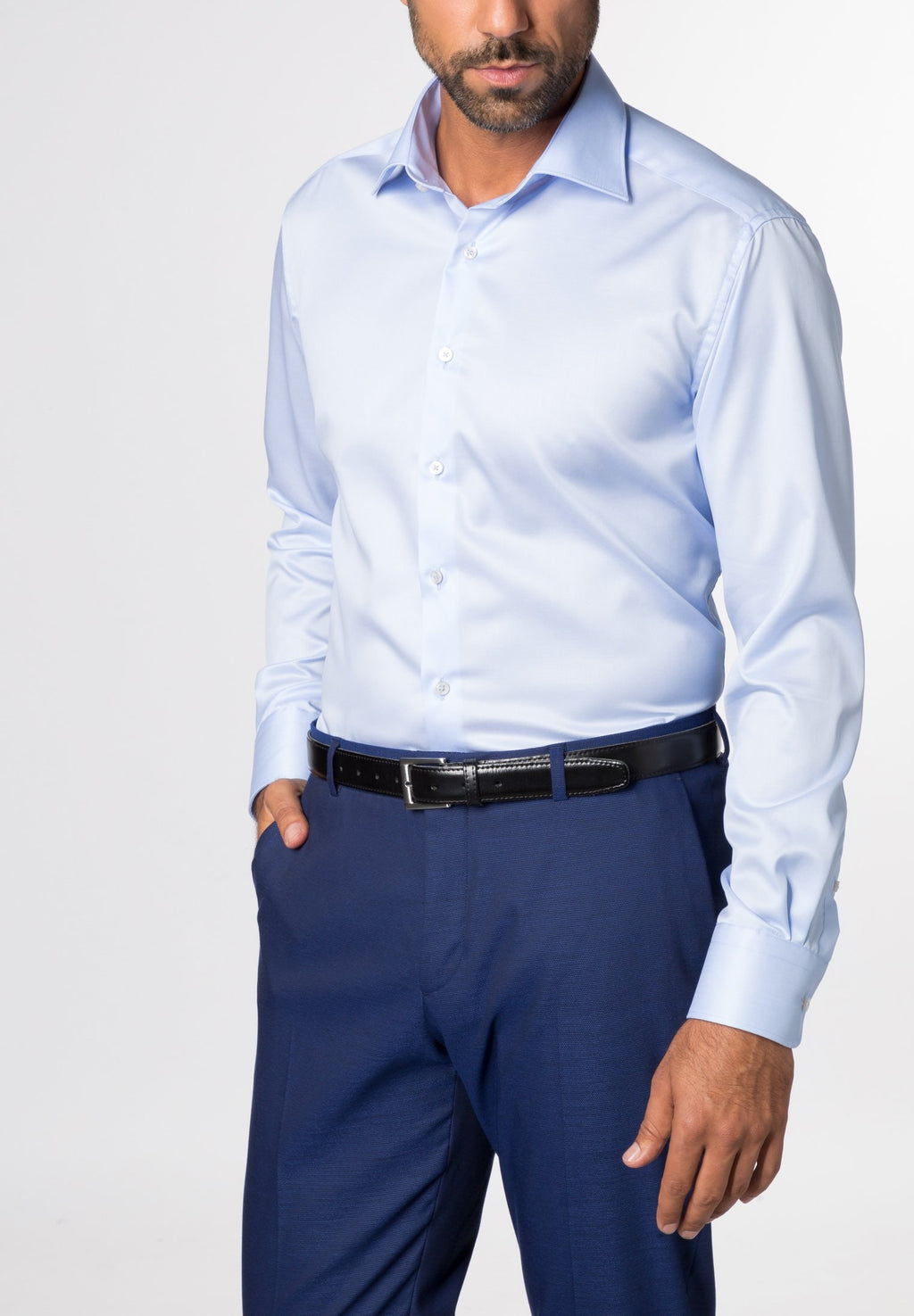 Hemden lange mouw blauw ETERNA