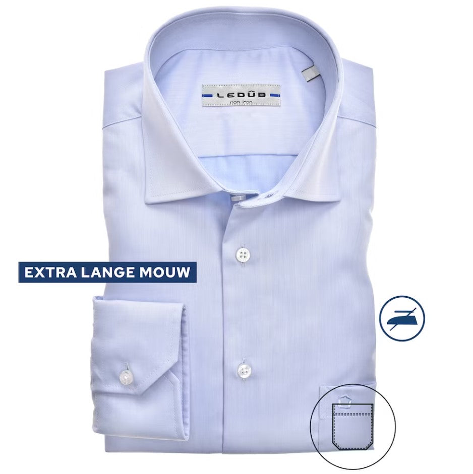 Hemden extra lange mouw blauw Ledûb