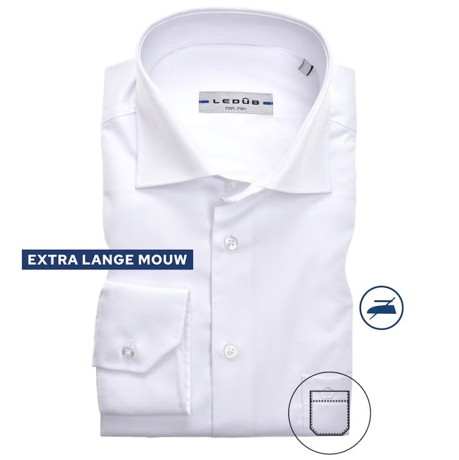 Hemden extra lange mouw wit Ledûb