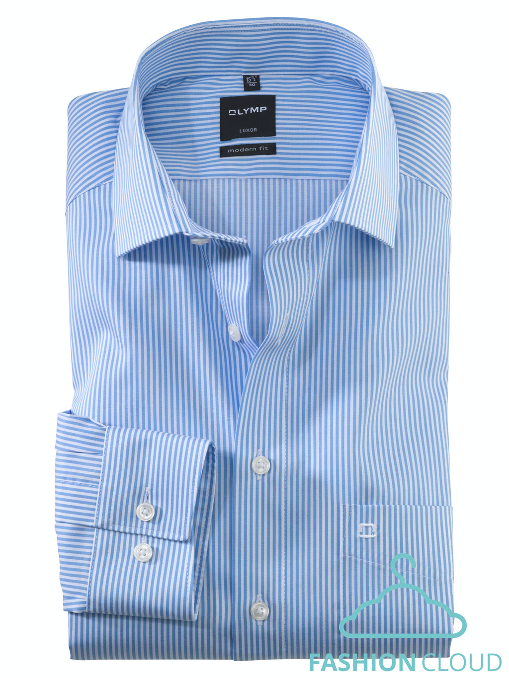 Hemden lange mouw blauw OLYMP