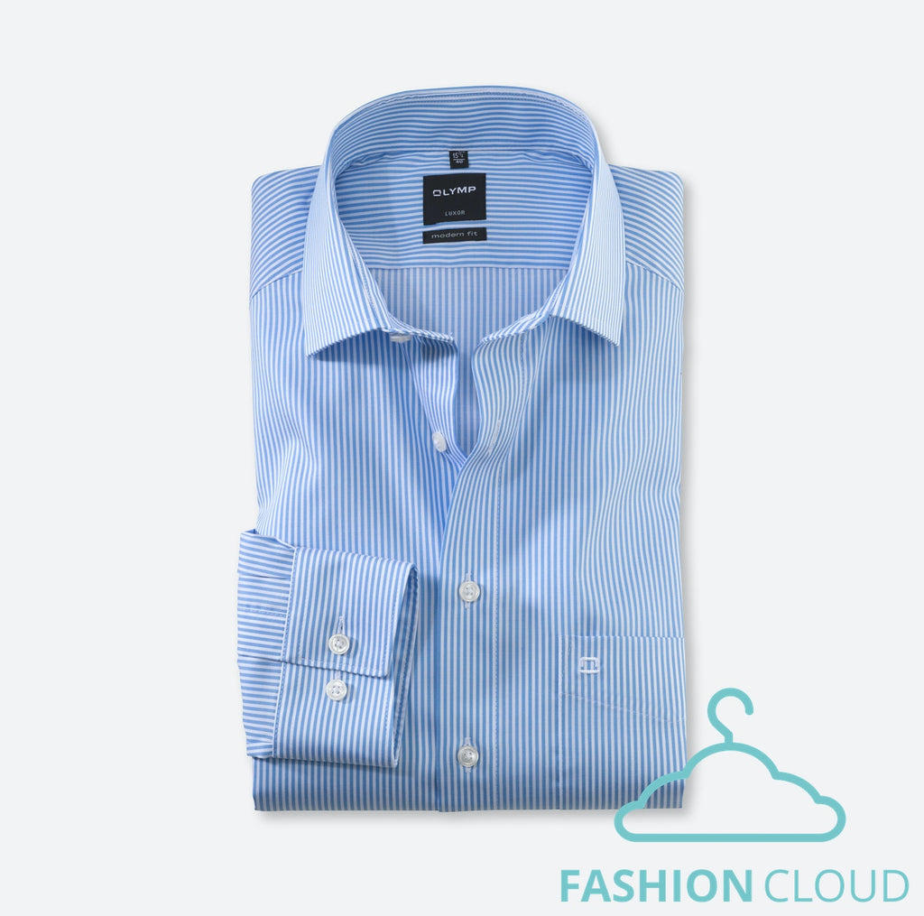 Hemden lange mouw blauw OLYMP