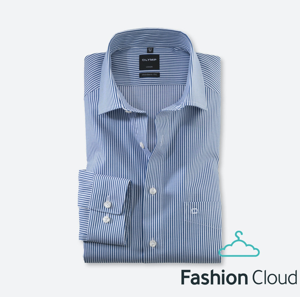 Hemden lange mouw blauw OLYMP