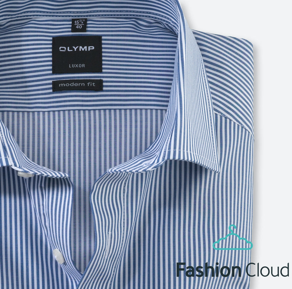 Hemden lange mouw blauw OLYMP